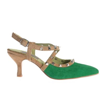 Pantofi Tampa verde-maro