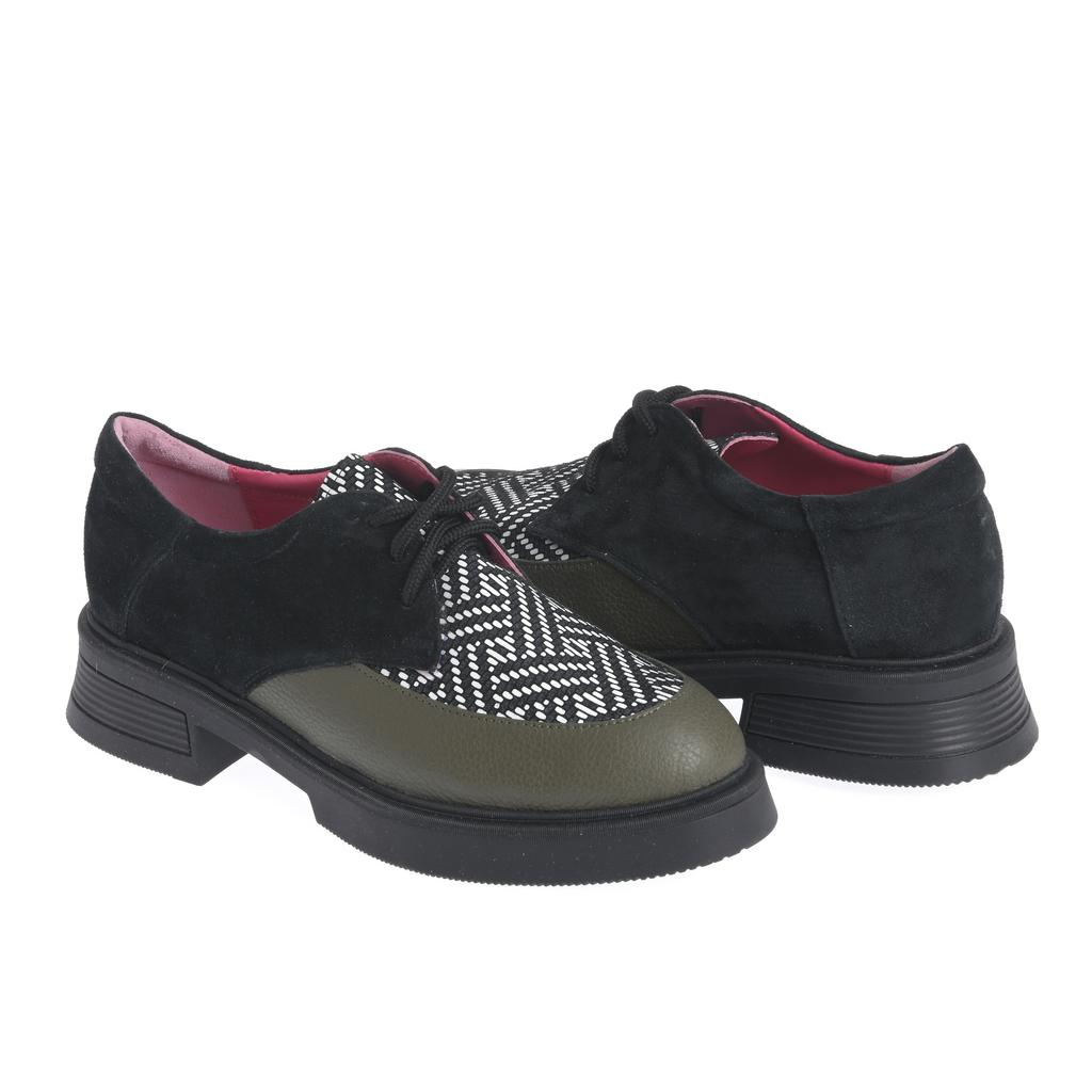 Pantofi Sabina negru-verde - imagine 5