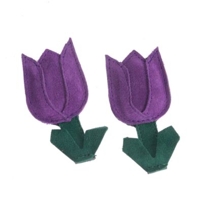 Accesorii pentru șireturi – Lalele mov din piele