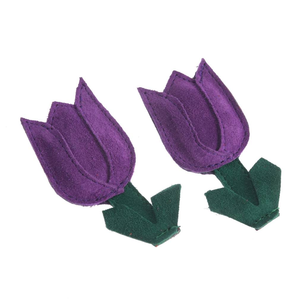 Accesorii pentru șireturi – Lalele mov din piele - imagine 5