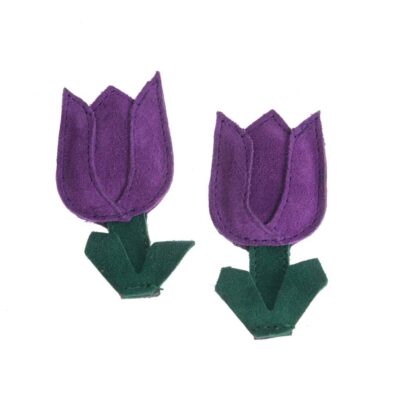 Accesorii pentru șireturi – Lalele mov din piele