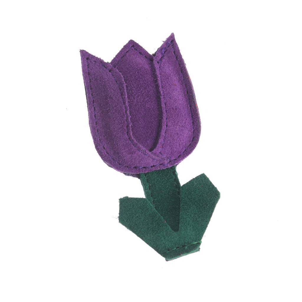 Accesorii pentru șireturi – Lalele mov din piele - imagine 2