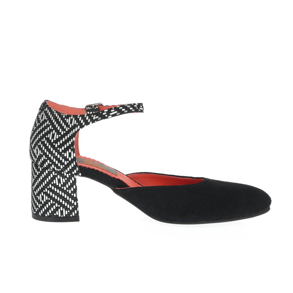 Pantofi cu toc gros Cancun negru-alb - imagine 2