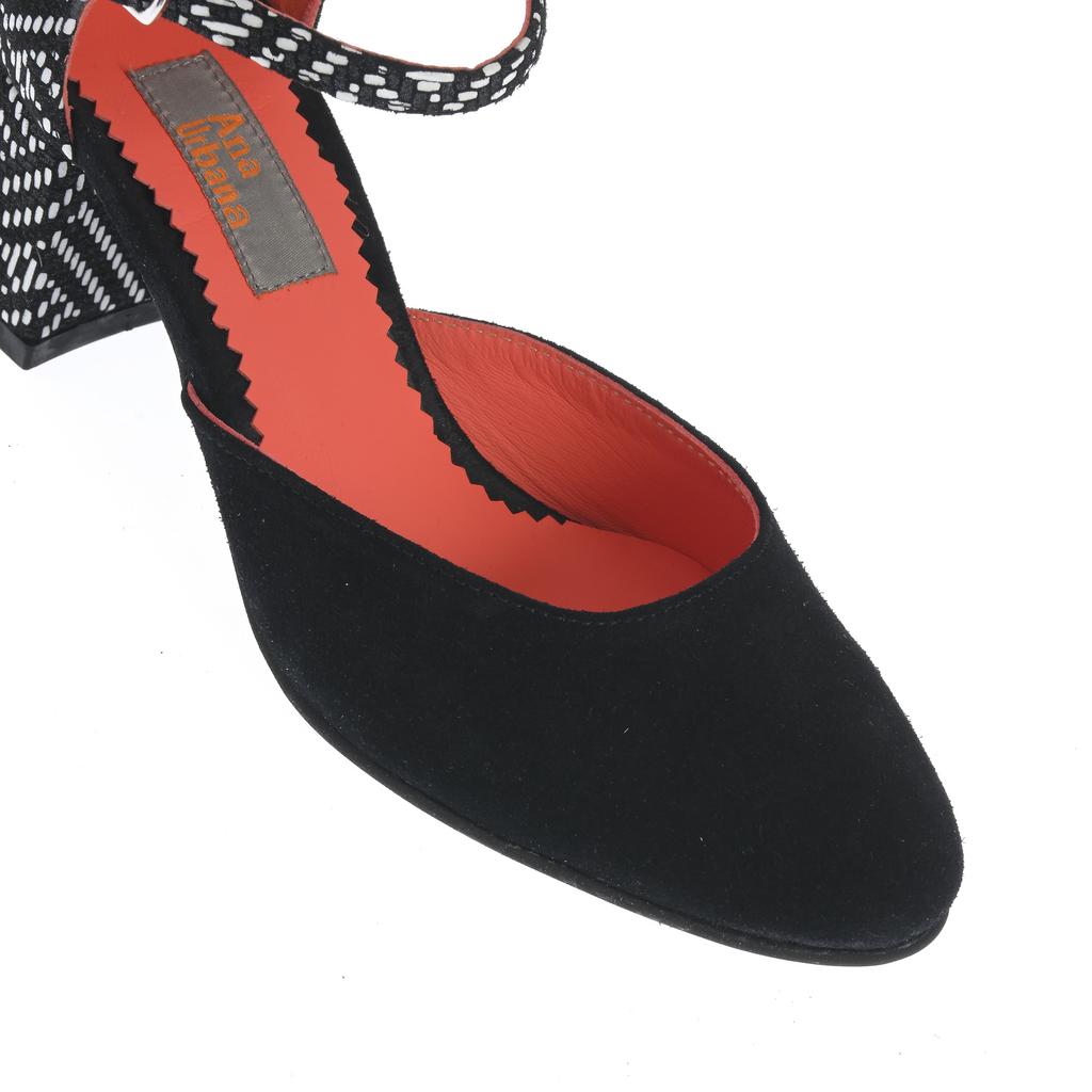 Pantofi cu toc gros Cancun negru-alb - imagine 6