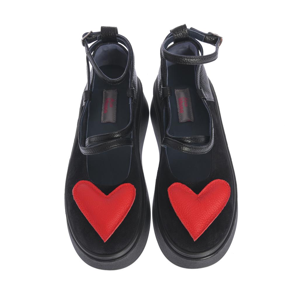 Pantofi Verona negru-rosu