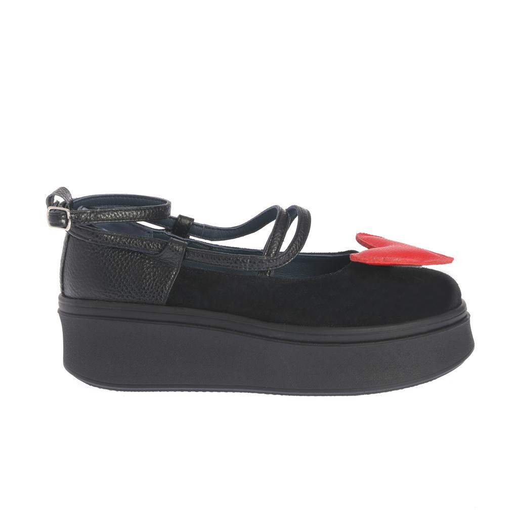 Pantofi Verona negru-rosu - imagine 2