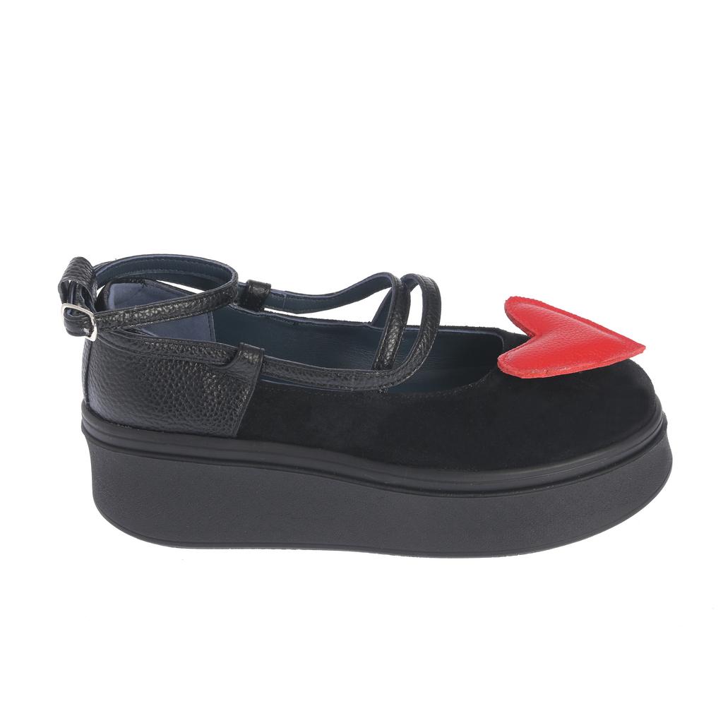 Pantofi Verona negru-rosu - imagine 3