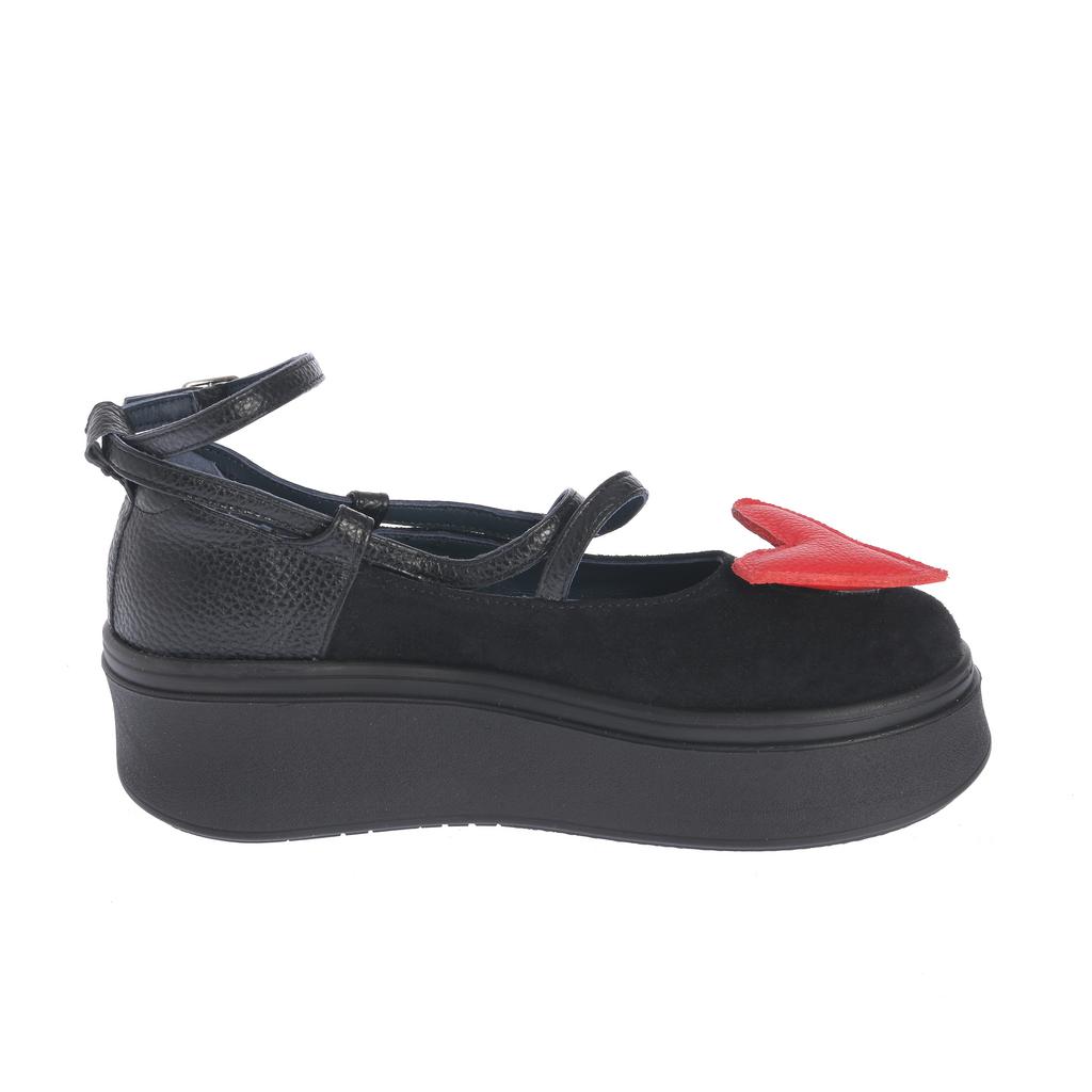 Pantofi Verona negru-rosu - imagine 4