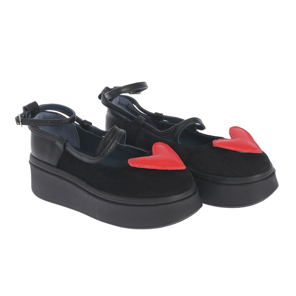 Pantofi Verona negru-rosu - imagine 5